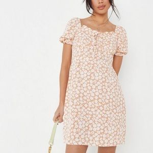 🎉HP🎉 Missguided Peach Floral Milkmaid Mini Dress NWT